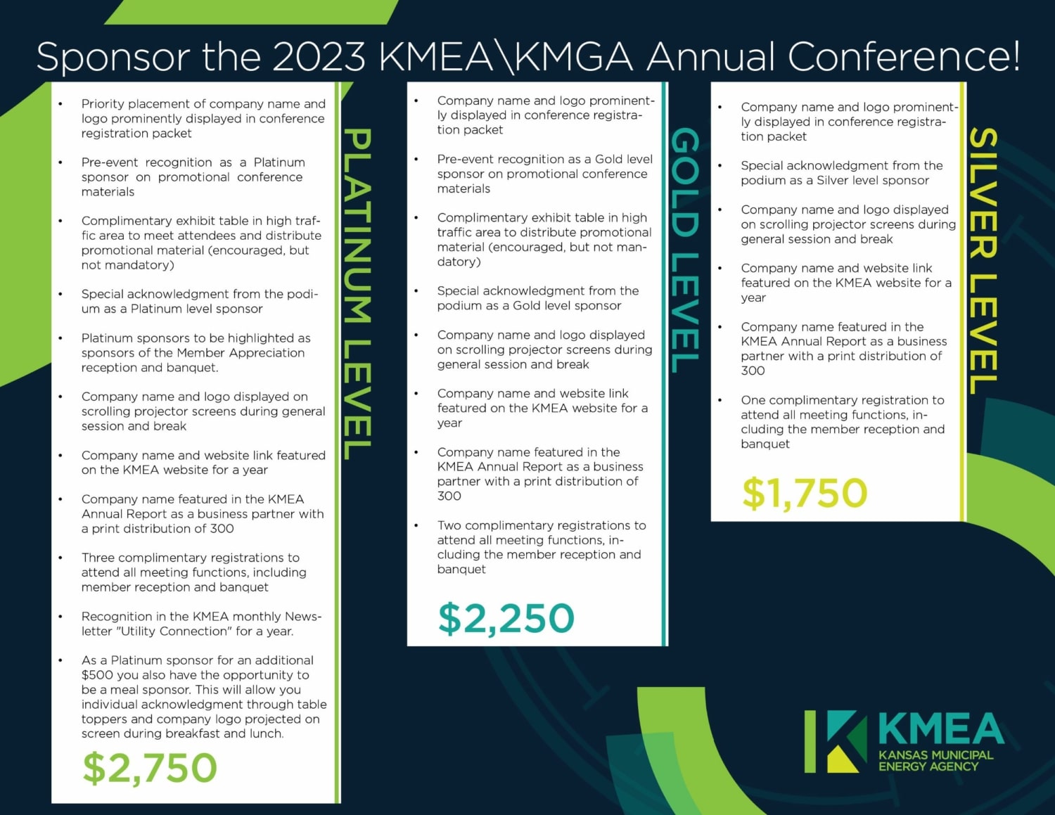 Sponsorship Levels Flyer Kmea